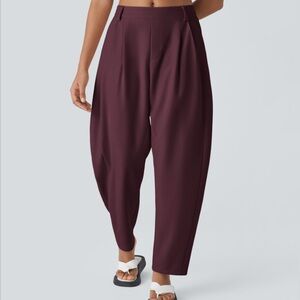 Halara Flex™ Mid Rise Pocket Barrel Leg Work Pants - Vineyard Wine